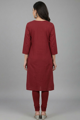 Maroon floral embroidered long kurti 2