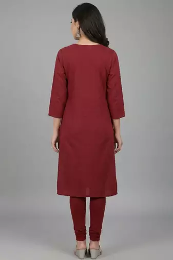 Maroon floral embroidered long kurti