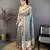 grey premium cotton blend printed saree with unstitched blouse piece.