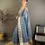 navy blue premium cotton blend printed saree with unstitched blouse piece.