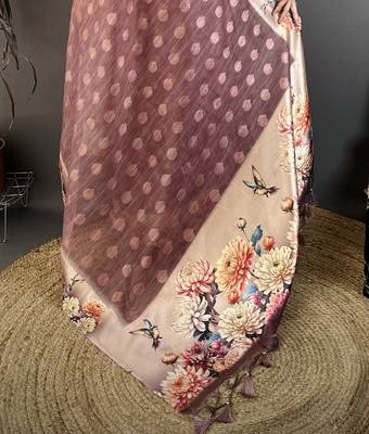 onion premium cotton blend printed saree with unstitched blouse piece. 5