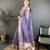 purple premium cotton blend printed saree with unstitched blouse piece.