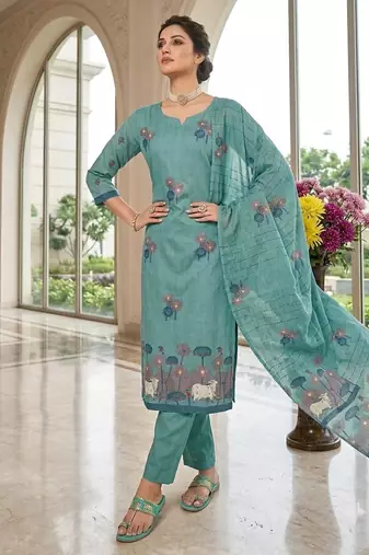Firozi handwoven jamdani cotton suits 3pis pair