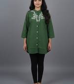 Green embroidered short kurti