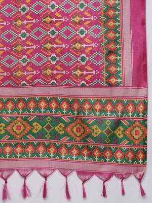 Women Mustard Yoke Embroidered  Cotton Kurta with Trouser & Printed Dupatta 4