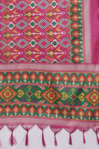 Women Mustard Yoke Embroidered Pure Cotton Kurta with Trouser & Printed Dupatta