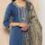 Blue Yoke Embroidered Kurta with Trouser and Dupatta