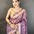 wine premium cotton blend printed saree with unstitched blouse piece.