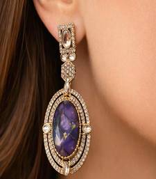 Purple & blue kundan statement earrings | indian bridal drop earrings