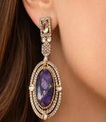 Purple & blue kundan statement earrings | indian bridal drop earrings