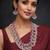 Oxidized silver pink stone long necklace set