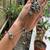 Oxidized silver ghungroo hand harness: indian boho haathphool bracelet