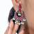 Oxidized silver pink stone long necklace set