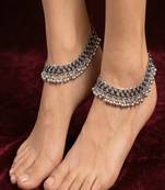 Oxidized silver ghungroo anklets: boho indian ethnic jewelry