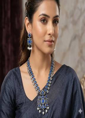 Handmade oxidized german silver necklace set 1