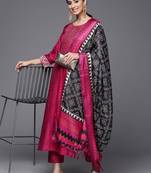 Brocade Yoke with Gota Detail Kurta with Trouser with Bandhani Printed Dupatta
