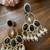 Black onyx chandbali earrings with pearl drops|indian statement dangle earrings for party