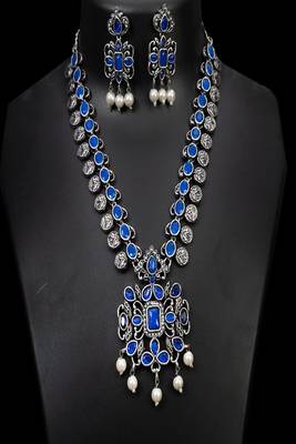 Handmade oxidized german silver necklace set 2