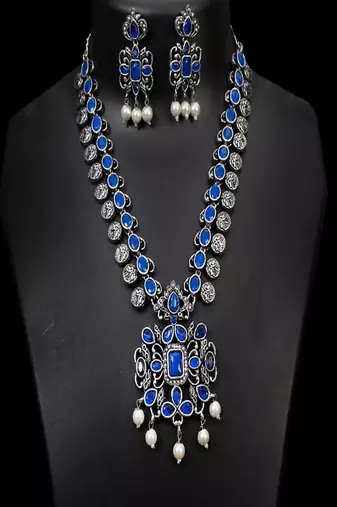 Handmade oxidized german silver necklace set