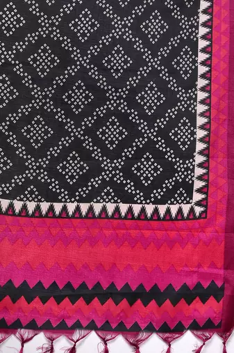 Brocade Yoke with Gota Detail Kurta with Trouser with Bandhani Printed Dupatta