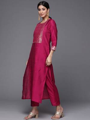 Brocade Yoke with Gota Detail Kurta with Trouser with Bandhani Printed Dupatta 6