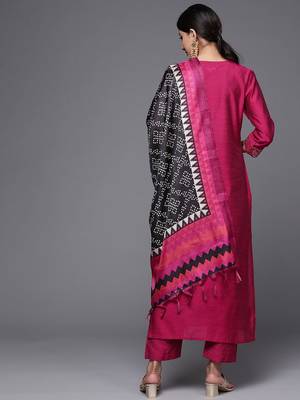 Brocade Yoke with Gota Detail Kurta with Trouser with Bandhani Printed Dupatta 7