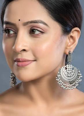 Oxidized jhumki earrings: handmade silver look jaipur jewelry 1