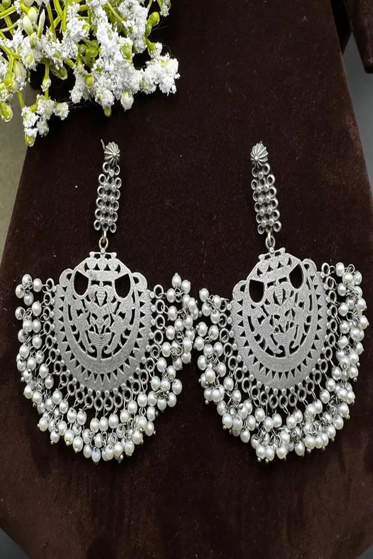 Oxidized jhumki earrings: handmade silver look jaipur jewelry