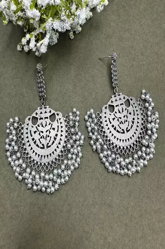 Oxidized jhumki earrings: handmade silver look jaipur jewelry