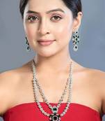 Emerald green zirconia necklace set: pakistani bridal jewelry