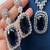 Blue crystal choker necklace earring set: bridal statement jewelry