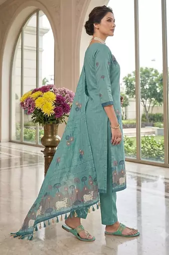 Firozi handwoven jamdani cotton suits 3pis pair