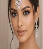 Silver crystal maang tikka set, indian bridal headpiece, rhinestone forehead jewelry
