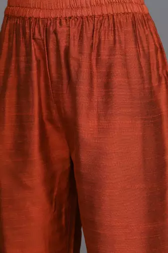 Women Maroon Yoke Embroidered Kurta with Trouser & Printed Dupatta