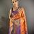 orange tissue silk blend kanjeevaram zari woven saree with unstitched blouse piece.