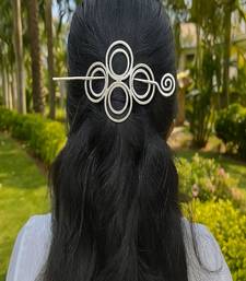 Handmade silver hair stick | boho geometric spiral bun holder