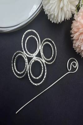 Handmade silver hair stick | boho geometric spiral bun holder 2