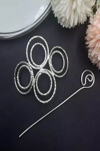 Handmade silver hair stick | boho geometric spiral bun holder