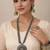 Dual tone oxidized long necklace set | mandala pendant, jhumka earrings