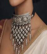 Oxidised silver tribal choker necklace | vintage ethnic statement hasli torque necklace
