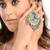 Oversized colorful statement ring | oxidized silver boho tribal ring
