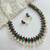 Oxidized silver choker set, red & green stone pearl drop indian jewelry