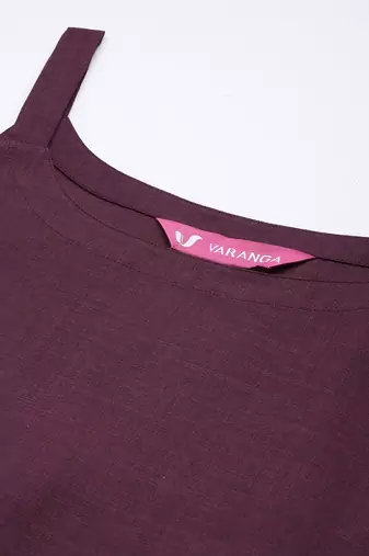 Violet Solid Sleeveless Kurta With Trousers & Bandhani Printed Dupatta