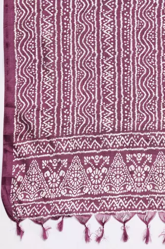 Violet Solid Sleeveless Kurta With Trousers & Bandhani Printed Dupatta