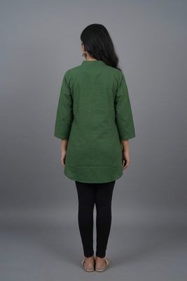 Green embroidered short kurti 2