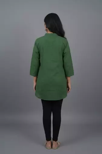 Green embroidered short kurti