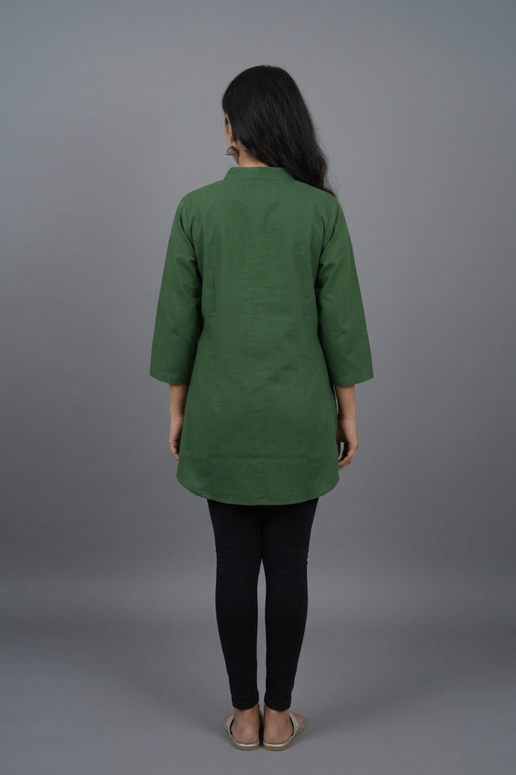 Green embroidered short kurti