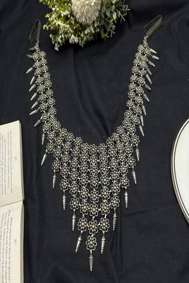 Oxidized silver boho waist chain, tribal festival body jewelry, draped saree pin belt 4