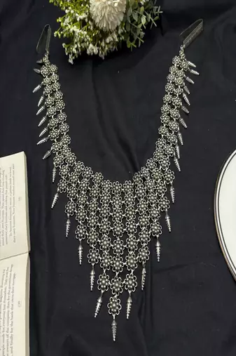 Oxidized silver boho waist chain, tribal festival body jewelry, draped saree pin belt