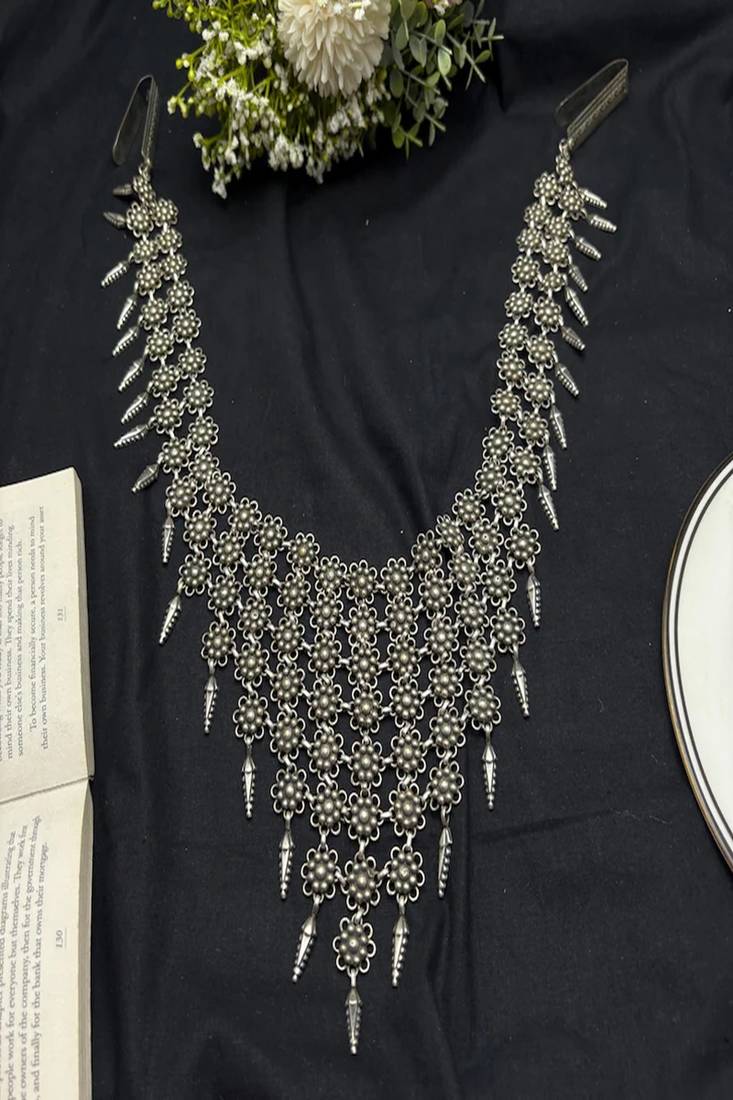 Oxidized silver boho waist chain, tribal festival body jewelry, draped saree pin belt